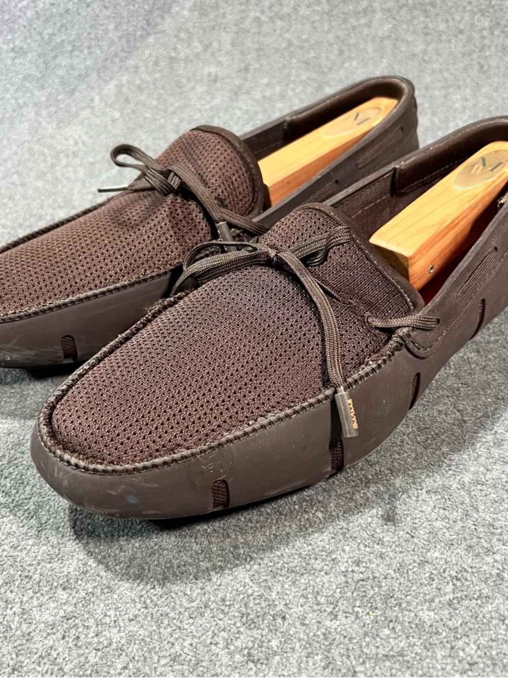 Swims Men's Dark Brown Knit Slip-On Driving Loafers